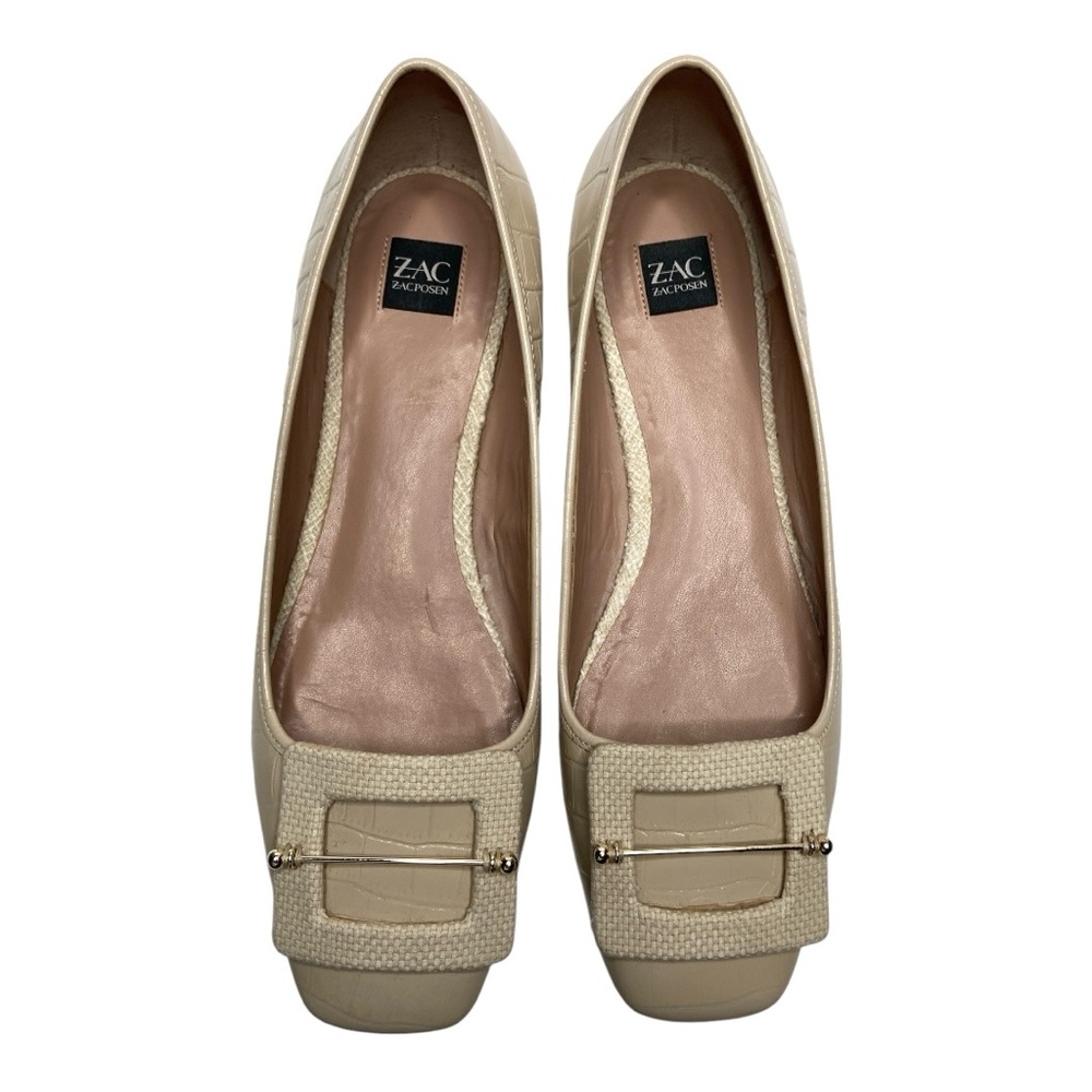 Zac Zac Posen Vonte Cream Leather Flat Shoe Size Size 10
